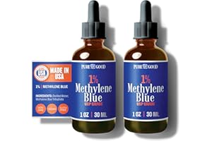 PureGood 2 Pack Methylene Blue 1% Solution (30 mL) – Pharmaceutical Grade, USP-Grade, Third-Party Tested, Formaldehyde and Alcohol Free, Amber Dropper Bottles