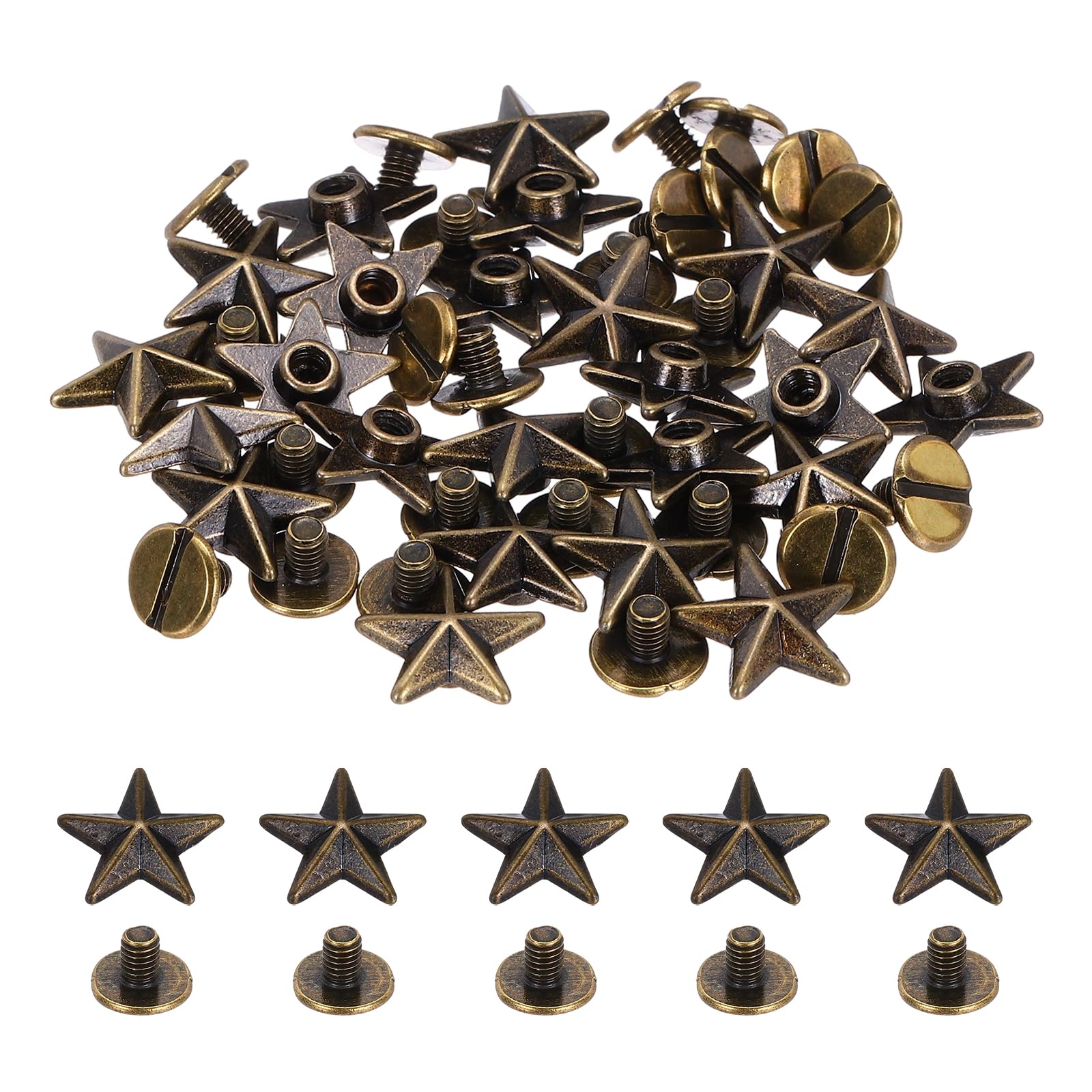 Photo 1 of PATIKIL 12.5mm Star Rivets, 25 Sets Leather Rivets Studs Rivets Double Cap Spikes Rivet for Leather Crafting for Decor Repair DIY Clothing Belts Bags Shoes, Bronze Tone