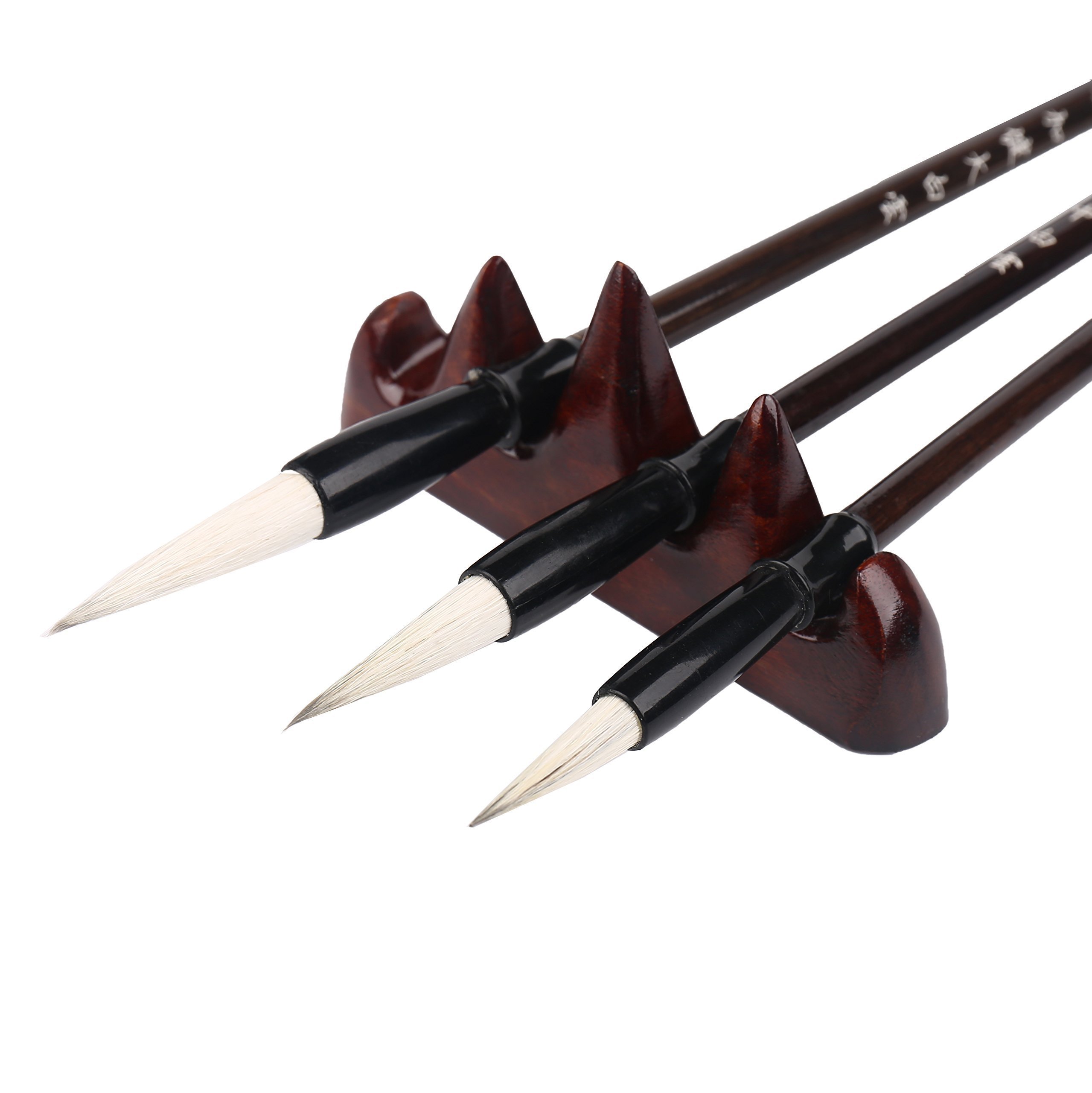 Corcio Shanlian Hubi Writing Brush Watercolor Chinese Calligraphy Brush Set Kanji Japanese Sumi Painting Drawing Brushes 10 piece/set+Roll-up Bamboo Brush Holder