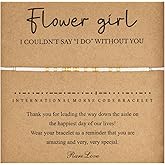 RareLove Flower Girl Proposal Gifts Will You Be My Flower Girl Morse Code Beaded Bracelet for Women,Flower Girl Gifts from Bride White Gold Pony Seed Tiny Beads, 3M25MS002