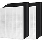 Hichoryer D480 True HEPA Replacement Filter D4, Compatible with Winix D480 Air Purifier, Compare to Winix D4 Filter, Item Number 1712-0100-00, 2 H13 True HEPA Filter & 8 Activated Carbon Filters
