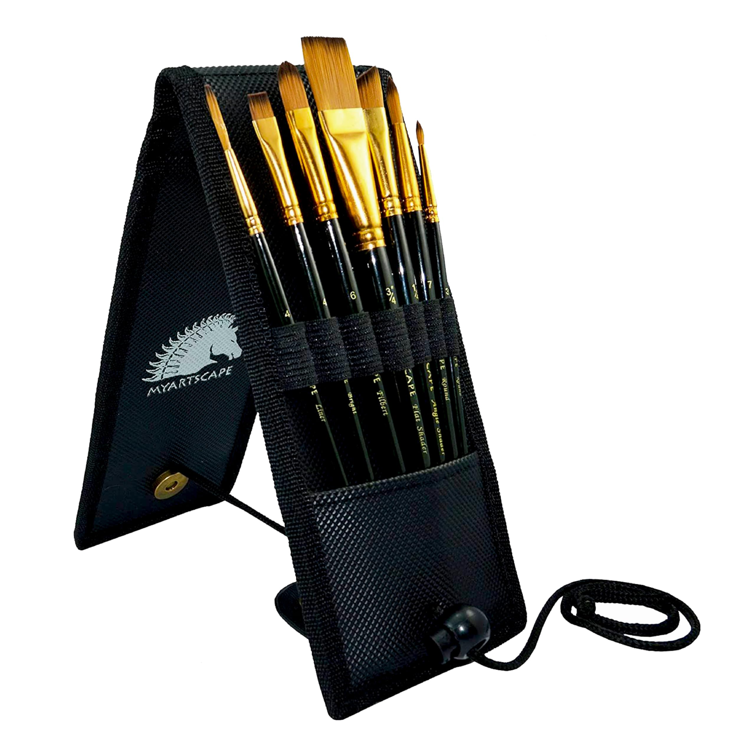 Pocket Paint Brush Set - 7 Artists' Paintbrushes for Watercolour, Acrylic, Oil and Plein Air Painting - Set 1 - Quality Art Supplies by MyArtscape™