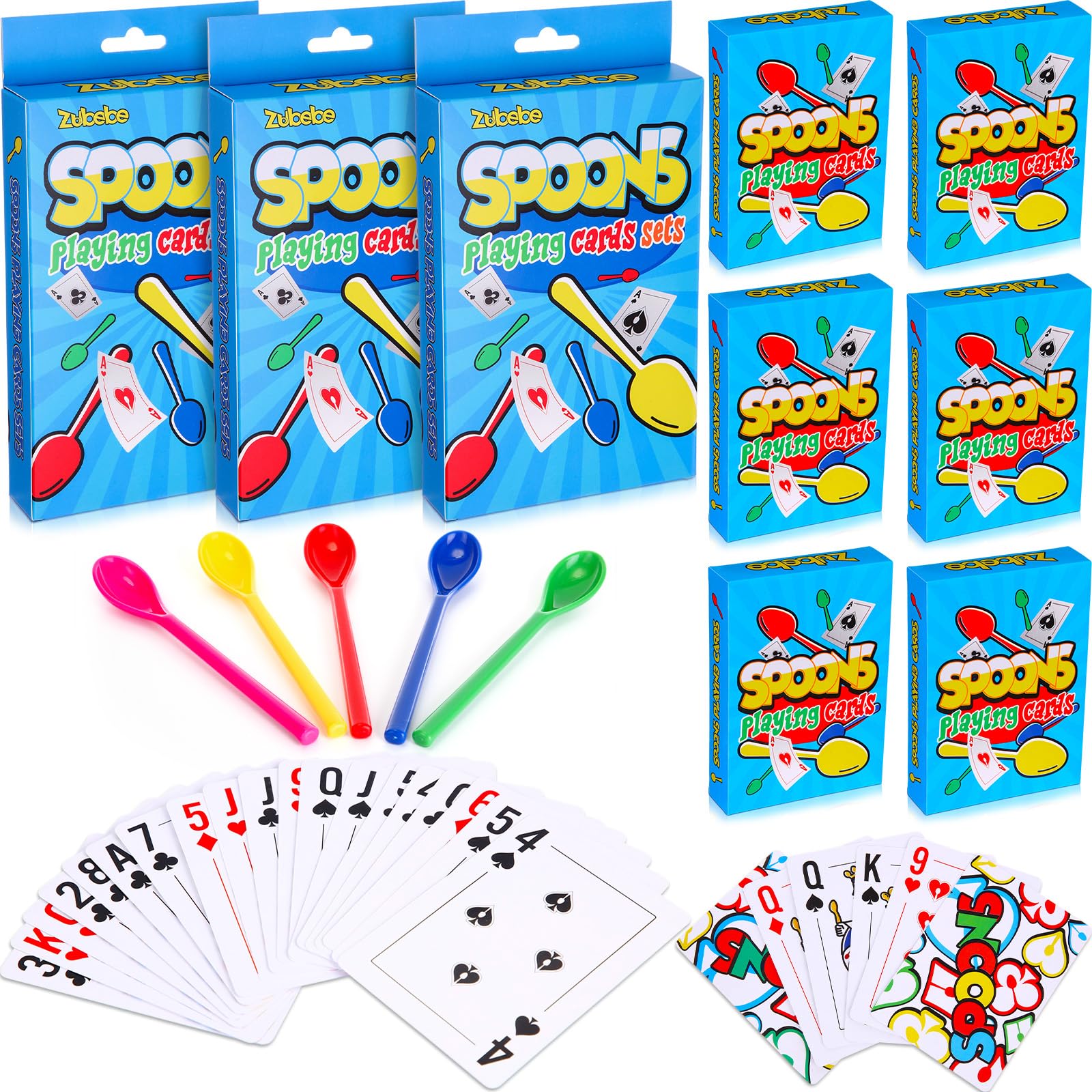 Photo 1 of Zubebe 6 Sets Spoons Game Playing Cards Giant Spoons Classic Card Games Fun Standard Playing Poker Decks for Multiplayer Family Night Travel Large Group Activities Team Building Activities