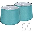 Lampshades Set of 2, Blue Lamp shades for Table Lamps, Floor Lamps, 11.6" Top x 12.6" Bottom x 9.8" High, Fabric Drum Lampshade(Spider Fitter), Modern Lamp shades Replacement, Assembly Required