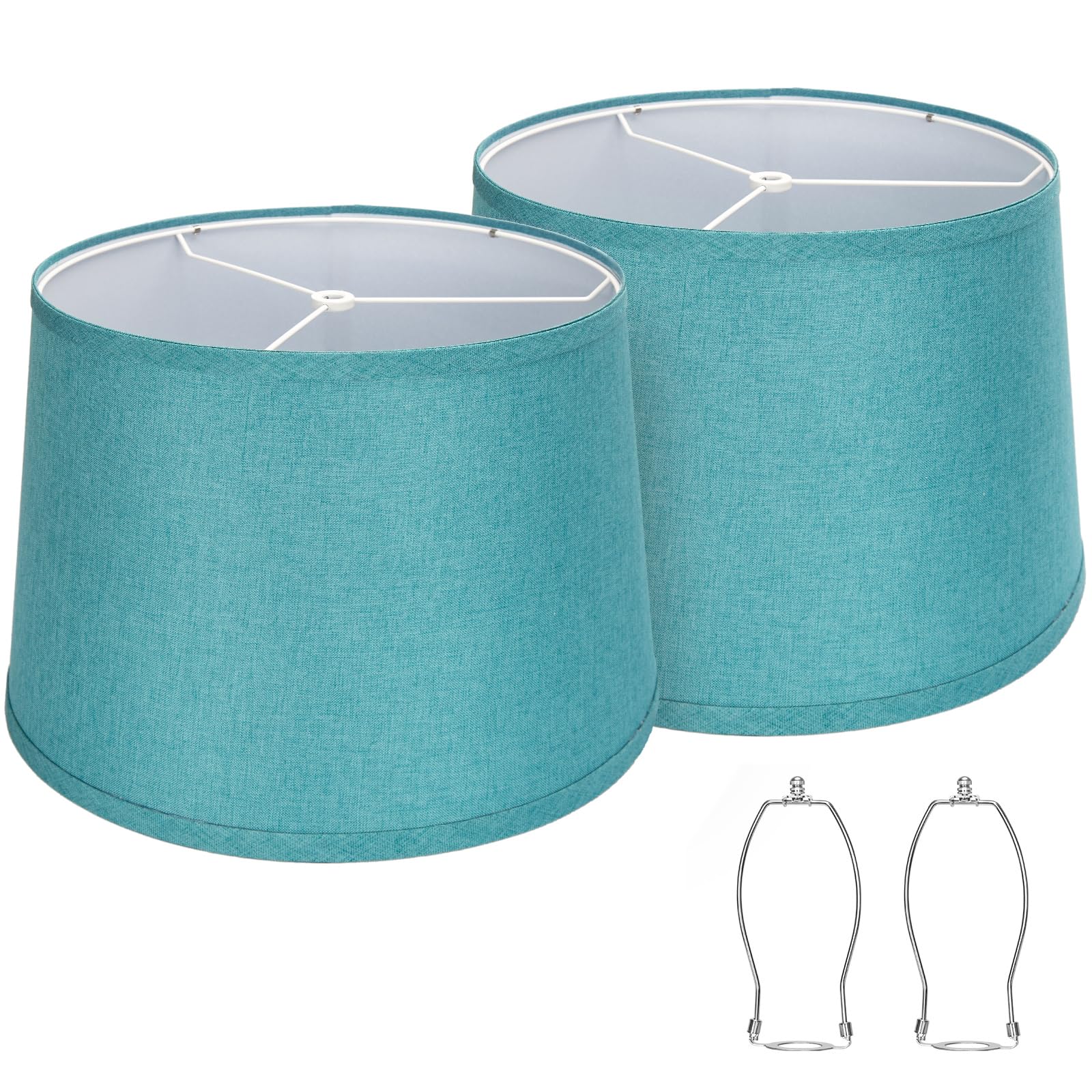 Photo 1 of Lampshades Set of 2, Blue Lamp shades for Table Lamps, Floor Lamps, 11.6" Top x 12.6" Bottom x 9.8" High, Fabric Drum Lampshade(Spider Fitter), Modern Lamp shades Replacement, Assembly Required