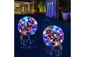 FineBud Floating Pool Lights,Solar Pool Lights That Float with RGB Color Changing Pool Floating Lights,IP68 Waterproof Pool Lights with Dynamic Lighting Effects,Glow Globe Pool Lights for Bathtub-2PCS