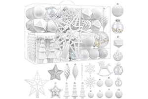 SHareconn 100pcs Christmas Tree Decorations Ornaments Set, Shatterproof Plastic Baubles Decorative Balls for Xmas Tree Decor 