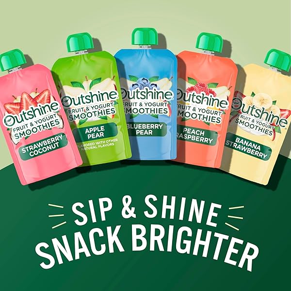 OUTSHINE FRUIT & YOGURT SMOOTHIE POUCHES, STRAWBERRY COCONUT, 3.5 OZ, PACK OF 4