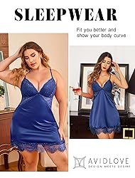 Avidlove Silk Lingerie Sexy V-Neck Nighties Satin