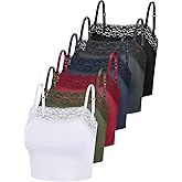 Bencailor 6 Pcs Women's Lace Camisole Spaghetti Strap Bralettes Crop Tops Half Cami Bandeau Tank