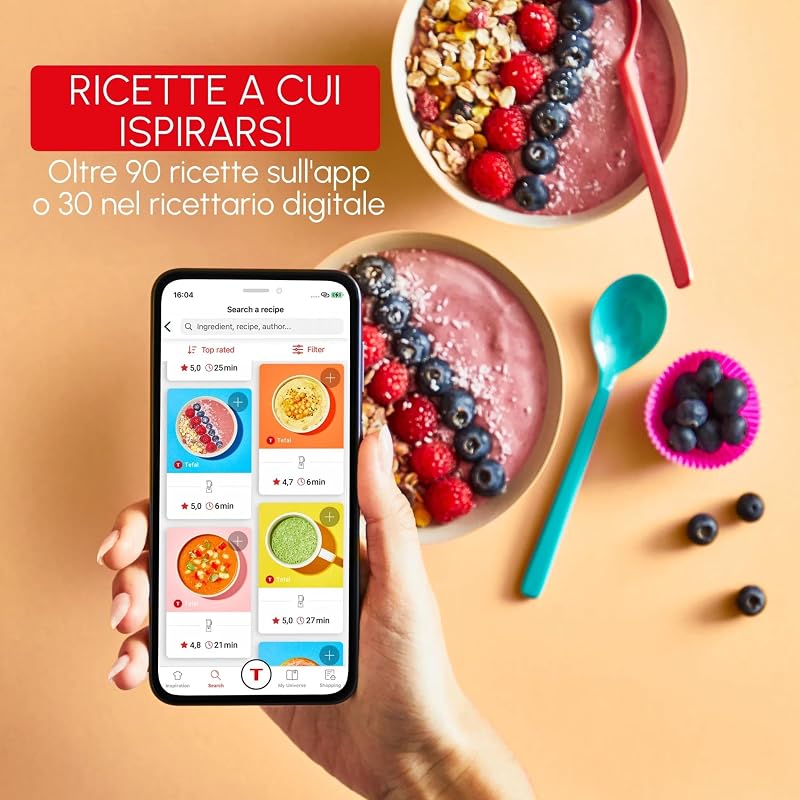 Blend Up Essential, Mini Frullatore Salvaspazio, con 6 Programmi Automatici, App e Ricettario Digitale, Pulizia Automatica e Accessori Lavabili in Lavastoviglie, 800W, Grigio Scuro, LM1EHB