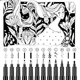 APOGO Black Calligraphy Pens Set 12 Nibs Beginner Fineliners Sketching view 2