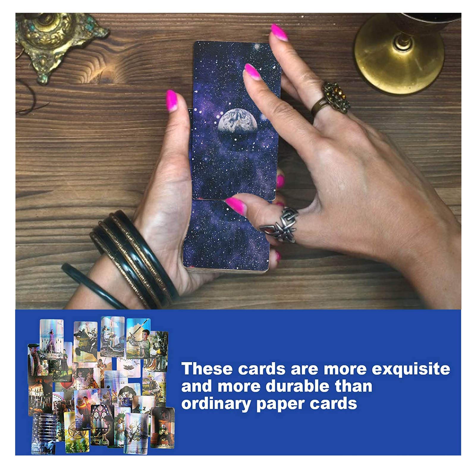 Yitengteng Entertainment Tools Witch Tarot Cards Deck Future Telling Game with Hologram Paper Divination Card Unknown Tarot Deck Interactive Board Game