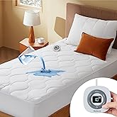 Bedsure Waterproof Heated Mattress Pad Twin Size - Quilted Cotton Electric Mattress Pad Bed Warmer with Deep Pocket, Single C