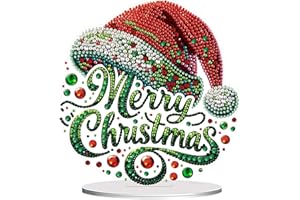 Fairyland JinWenn Decor for Home Diamonds Art kit Decorations, Christmas Hat Diamonds Painting Kit for Adult Tabletop Gift DIY 5D Diamonds Dots Special Crystal Diamond 7.8x7.8 inch