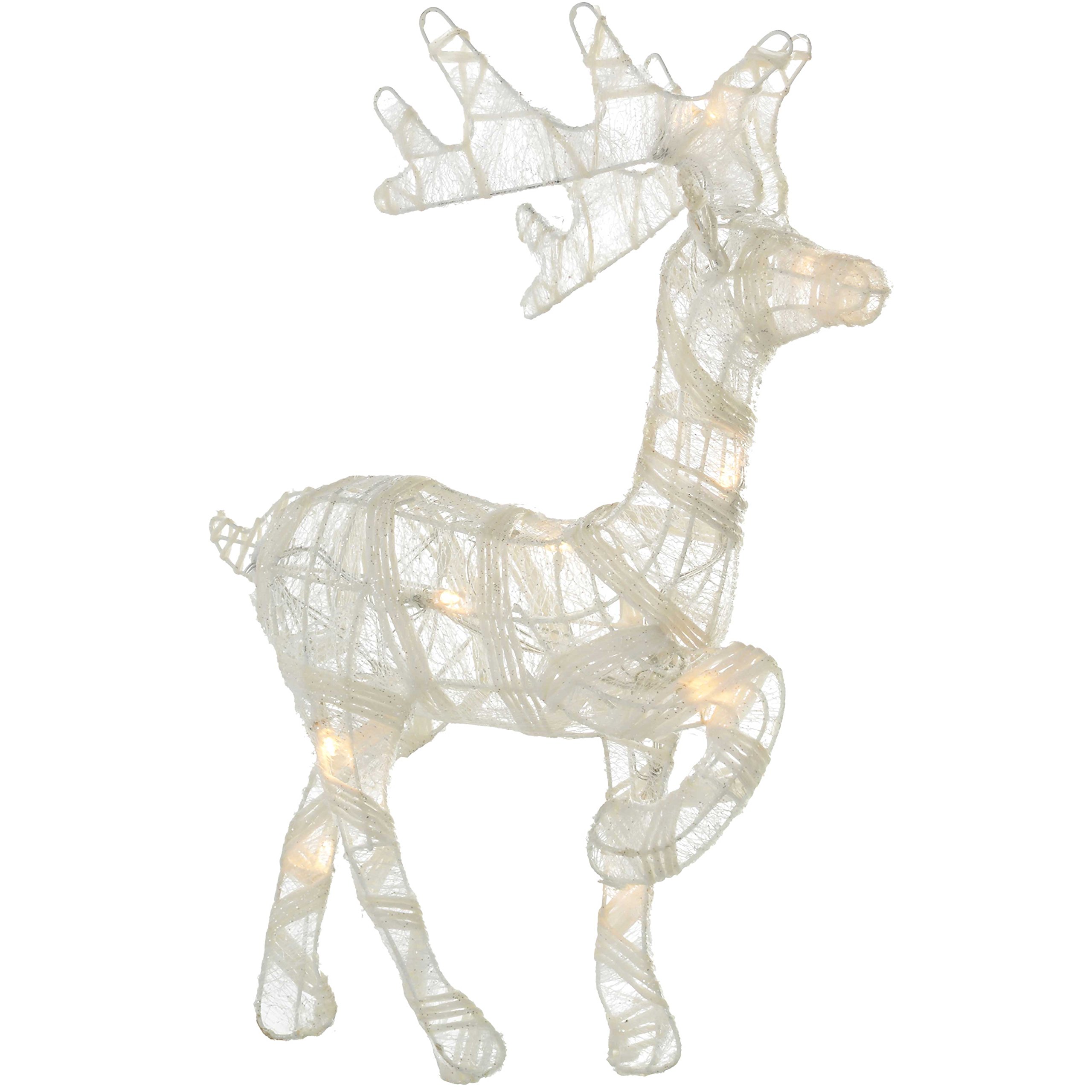 WeRChristmas Pre-Lit Paper String and Gauze Reindeer with 10 Warm White LED Lights, 40 cm
