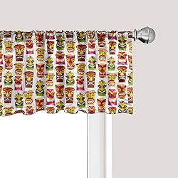 Ambesonne Tiki Bar Window Valance, Sixties Retro