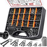 Twidec/3038PCS Metric Screw Assortment M2 M3 M4 M5 M6 M8 Machine Screws(4mm-45mm long) Grade 10.9 Button Head Hex Socket Cap Screws Metric Bolts Nuts Washer Assortment Kit Black Screws