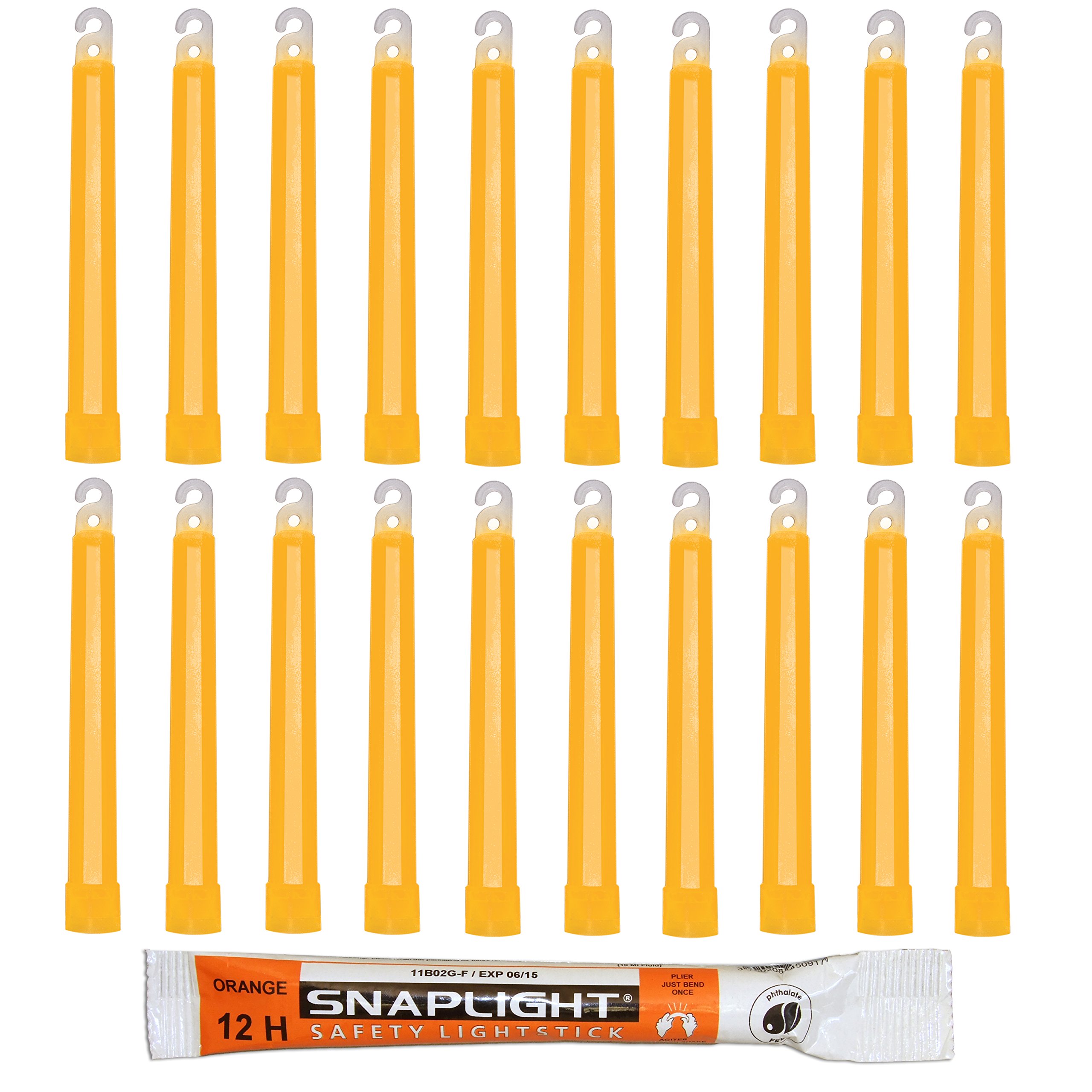 Cyalume SnapLight Orange Glow Sticks – 6 Inch Industrial Grade, High Intensity Light Sticks with 12 Hour Duration (Pack of 20