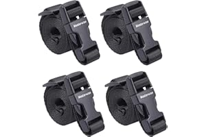 Masterwise Buckle Straps with Clips, Adjustable Nylon Straps with Buckle, Black 4 Pack (4‘x0.75“)
