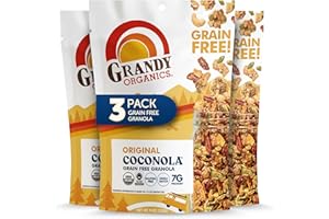 Grandy Organics Original Coconola Granola, Certified Organic Gluten Free Granola, Grain Free, Vegan and Paleo, Original Flavor Coconola, 9oz Each, Pack of 3