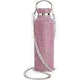 Paris Hilton Diamond Bling Water Bottle With Lid And Removable Carrying Strap, Stainless Steel Vacuum Insulated, Bedazzled With Over 5000 Rhinestones, 25-Ounce, Ombre Pink to Silver