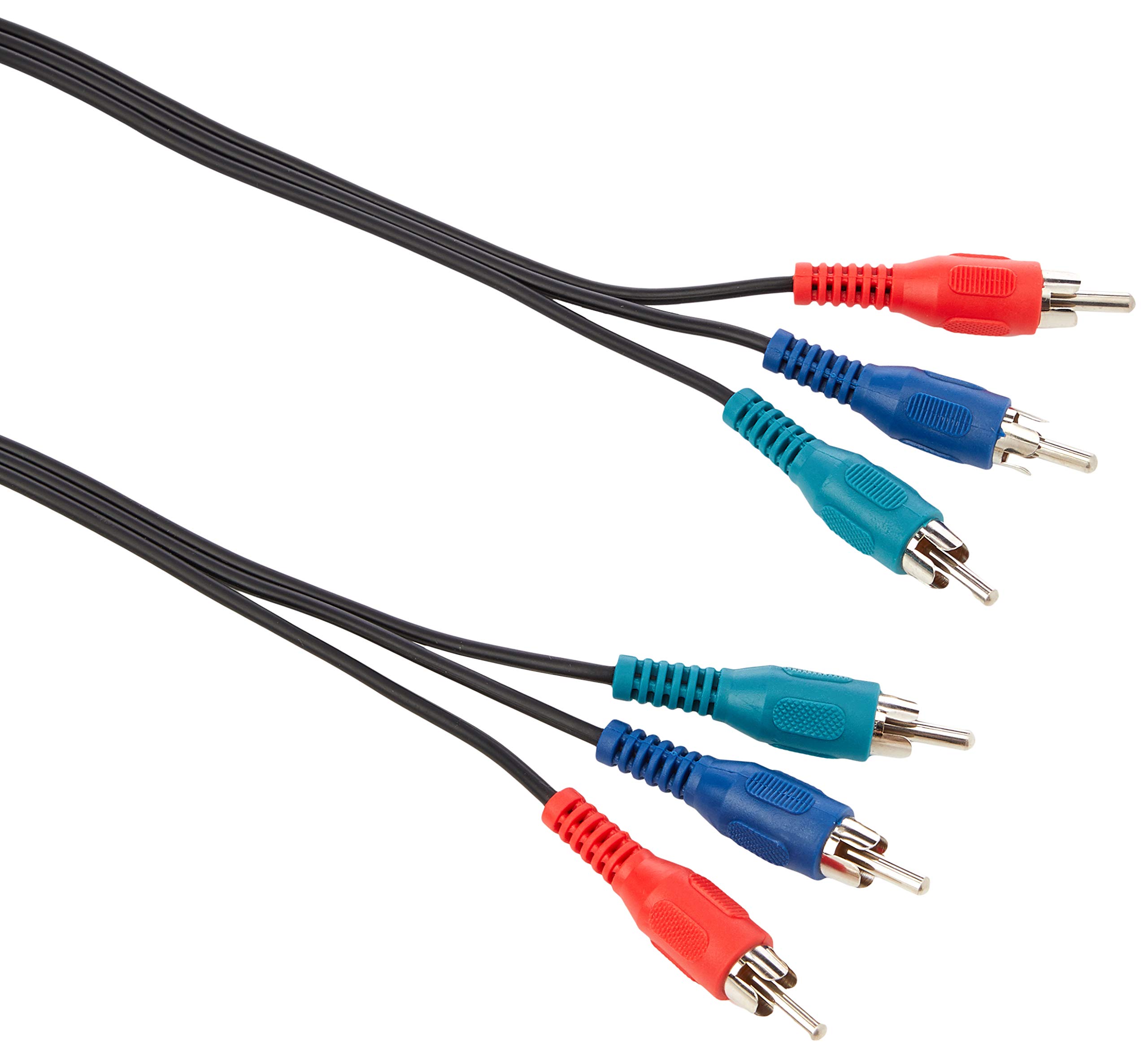 PRO SIGNAL 3x RGB Phono (RCA) Male to Male Lead, 1m Black – Nickel Plated Connectors, Colour Coded for Component Video - PSG03235