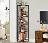 VASAGLE 5 Tier Corner Bookcase Industrial Style Rustic Brown Black LLS803B01 view 2