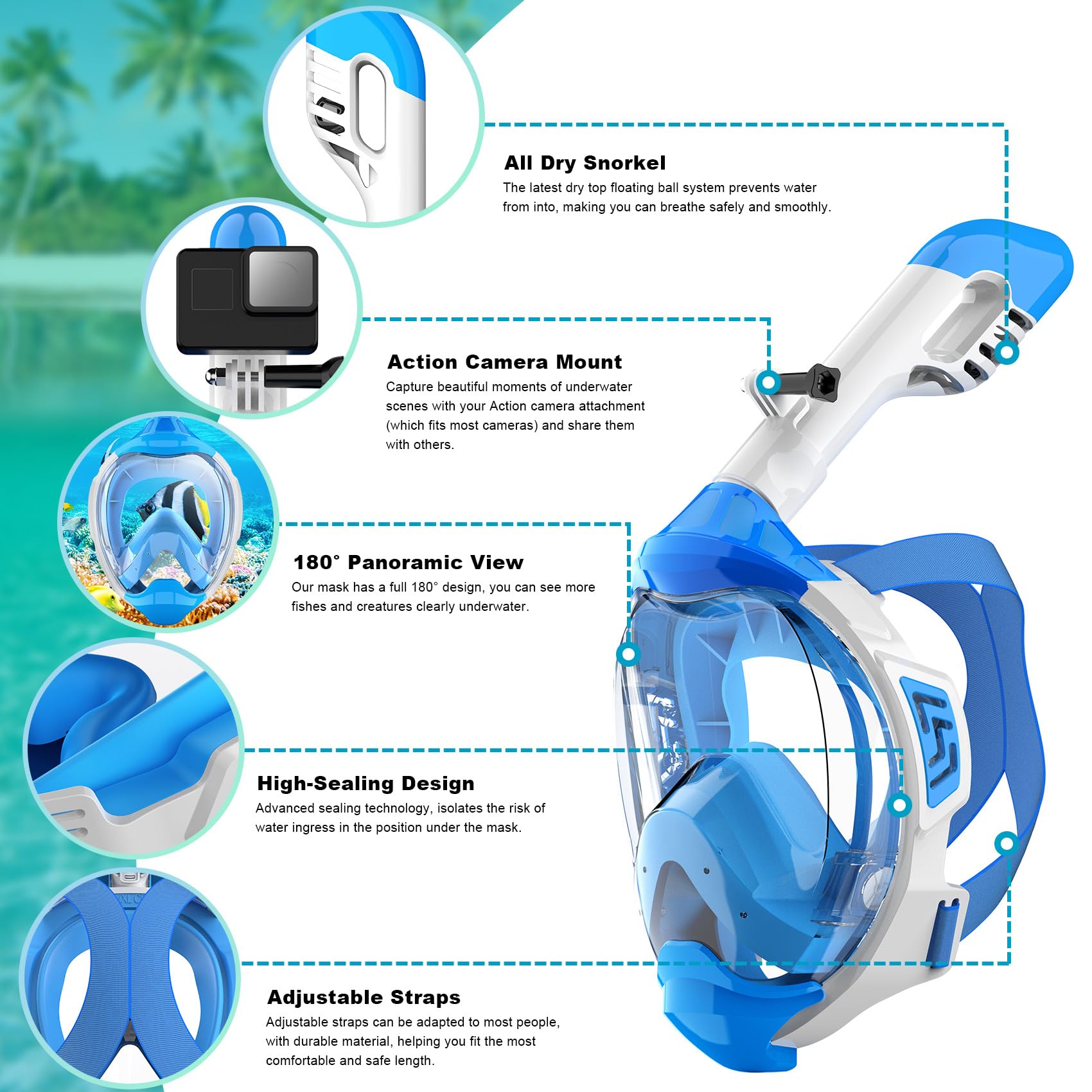 Mua Zeeporte Dive Full Face Snorkel Mask, Snorkeling Gear for Adults ...