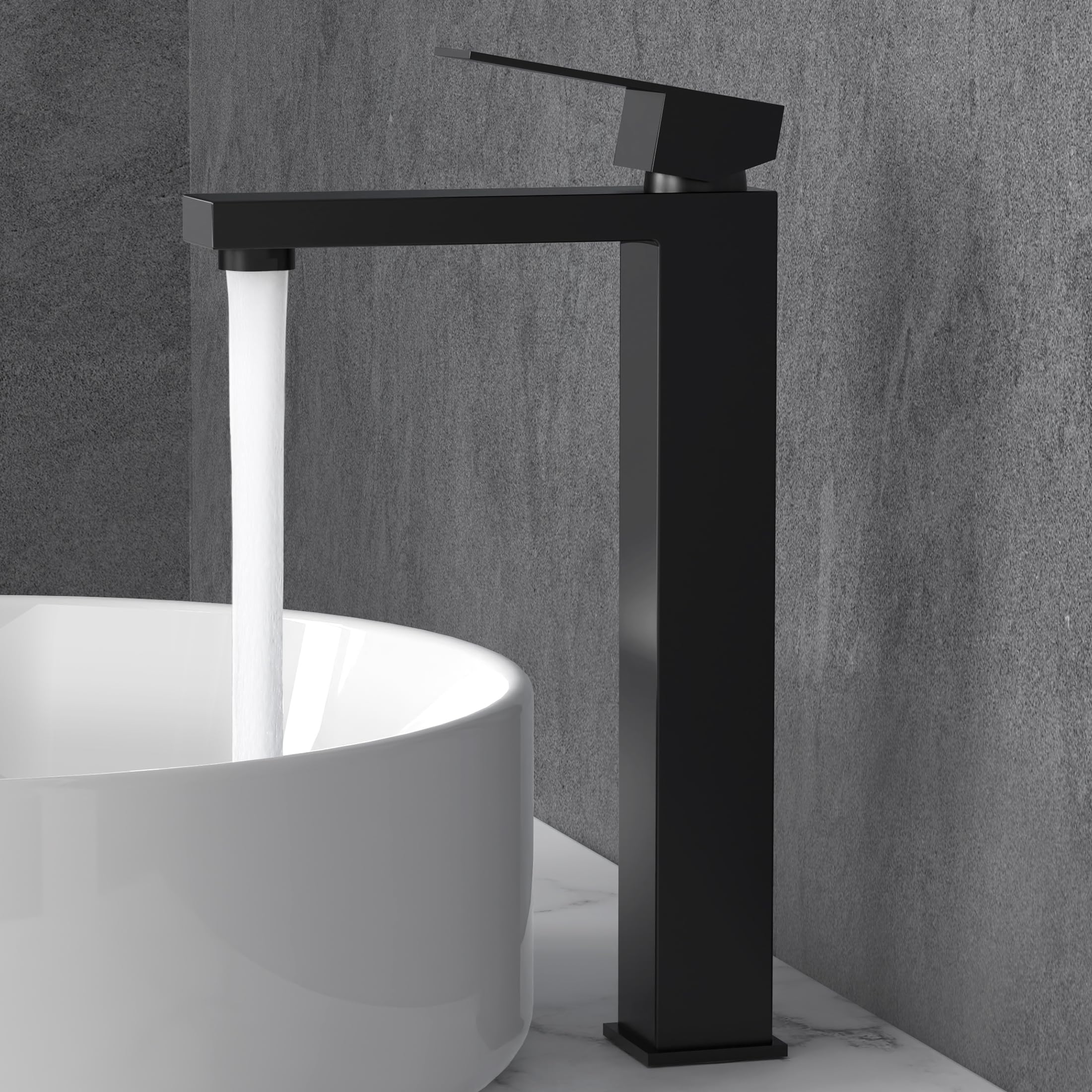 Photo 1 of KES Bathroom Faucet Black Vessel Sink Faucet cUPC Certified, Single Hole Tall Bathroom Faucet Stainless Steel, L3156BLFF12-BK