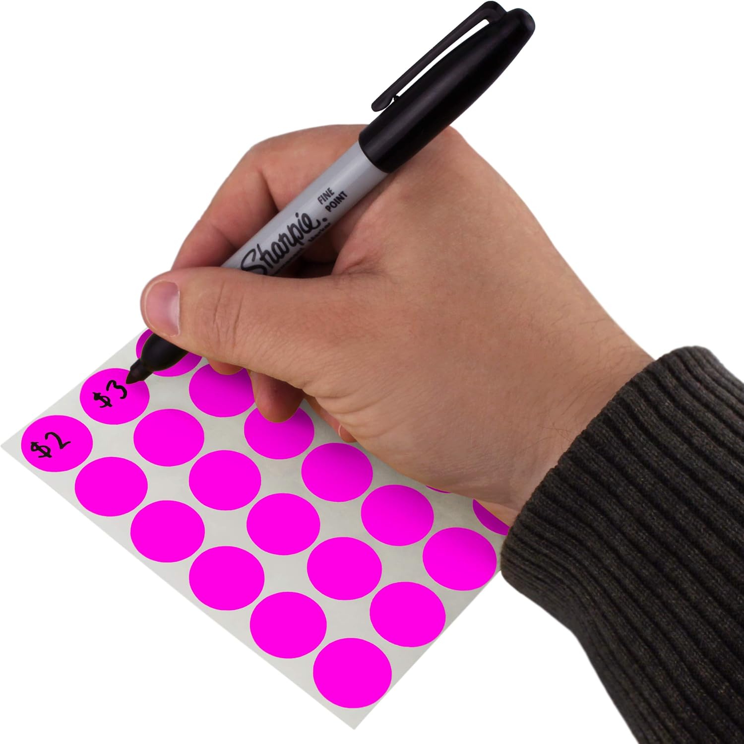 ChromaLabel 3/4 Inch Round Removable Color-Code Dot Stickers, 1008 pack, 24 Labels per Sheet, Fluorescent Pink: Clothing