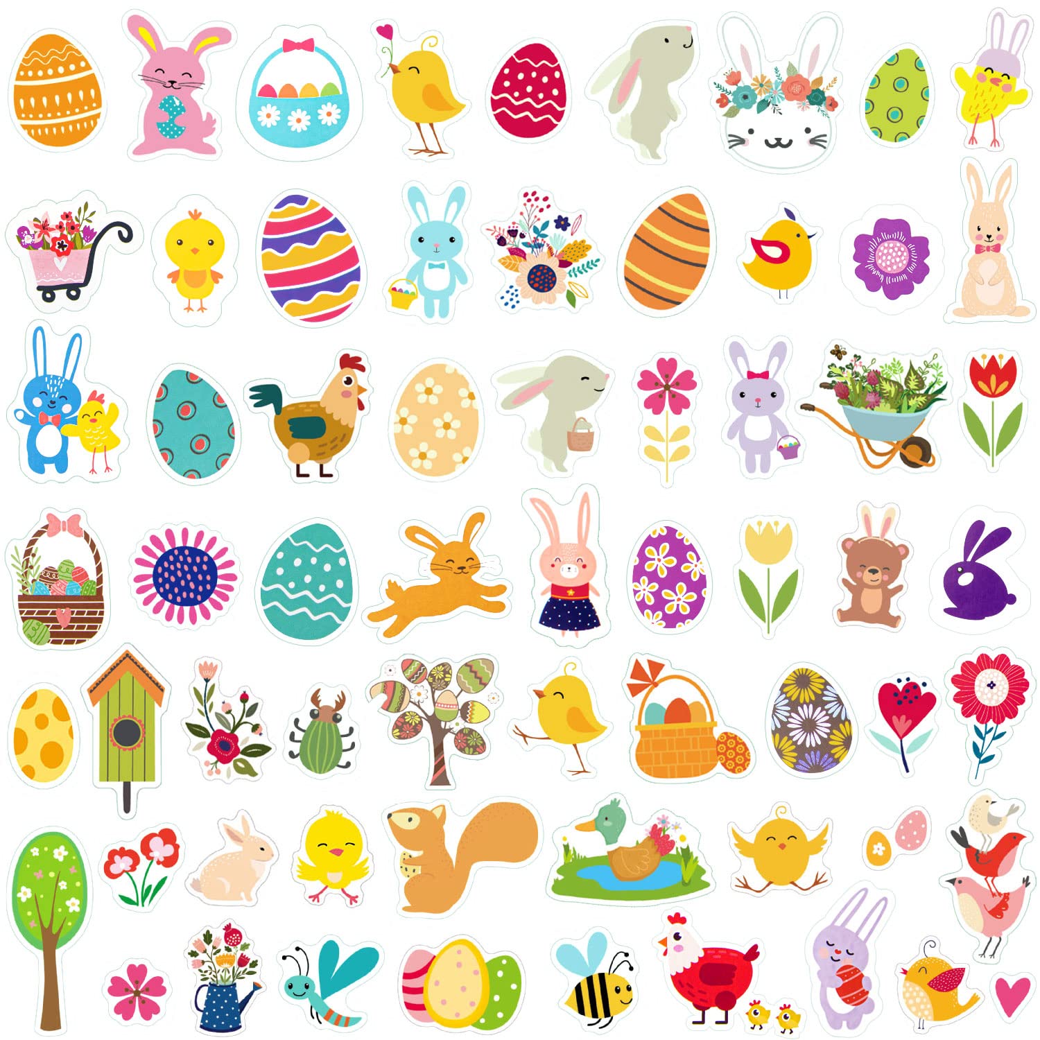 300 Pcs Easter Stickers for Kids, Easter Egg Bunny Stickers, Self-Adhesive Stickers for Easter Basket Stuffers Party Favors Decorations Gift Supplies