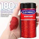 LEOBRO Holographic Glitter 180G Red Ultra Fine 1/128 Inch for Resin Nails Art view 2