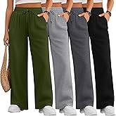 Evervibe 4 Pack Women's Plus Size Lounge Pants, Wide Leg Drawstring Yoga Pants Loose Casual Pajama Sweatpants with Pockets