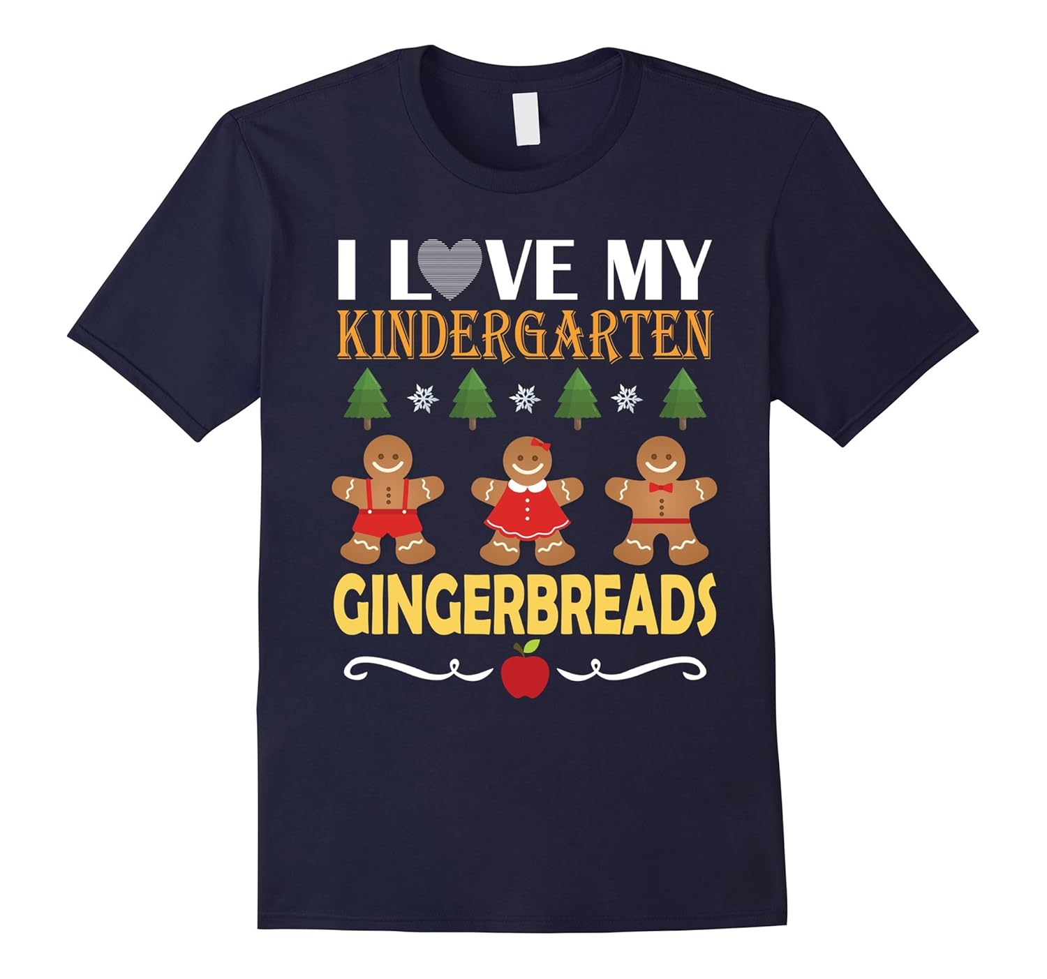 I Love My Kindergarten Gingerbreads Teachers Christmas Shirt-ANZ