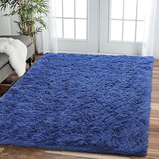Amazon Com Comeet Soft Living Room Area Rugs For Bedroom Fluffy Rugs For Kids Room Floor Modern Indoor Shaggy Plush Carpets Home Decor Fuzzy Comfy Nursery Baby Boys Abstract Accent Navy Blue Shag