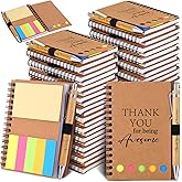 20 Sets Employee Appreciation Gifts Encouragement Inspirational Spiral Notebooks with Sticky Notes Notepads Thank You Bamboo Ballpoint Pens for Nurse Coworker Teacher (THANK YOU)