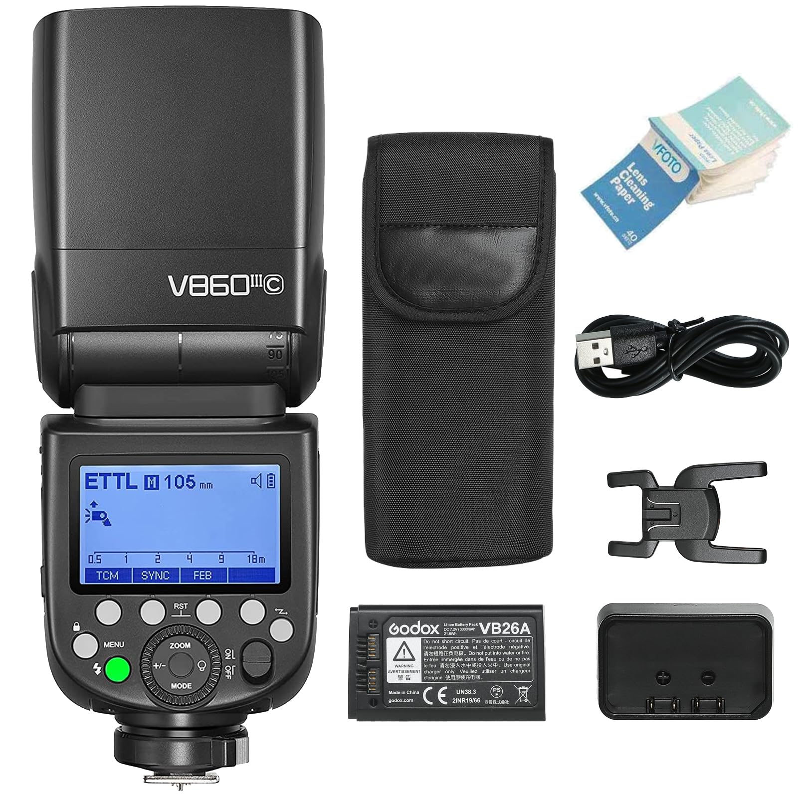 Godox V860III-C E-TTL Flash Speedlite GN60 HSS 1/8000s 2.4G Wireless Transmission, 1.5s Recycle Time, for Canon 7D 60D 50D 40D 30D 650D 600D 550D 500D 450D 400D 1100D 1000D