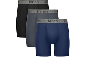 Hanes mens Stay Dry Pouch Boxer Briefs, Performance Stretch Boxer Brief With Leak Protection, 3-pack