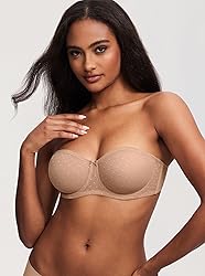 DOBREVA Women's Mesh Strapless Bra Sheer Unlined
