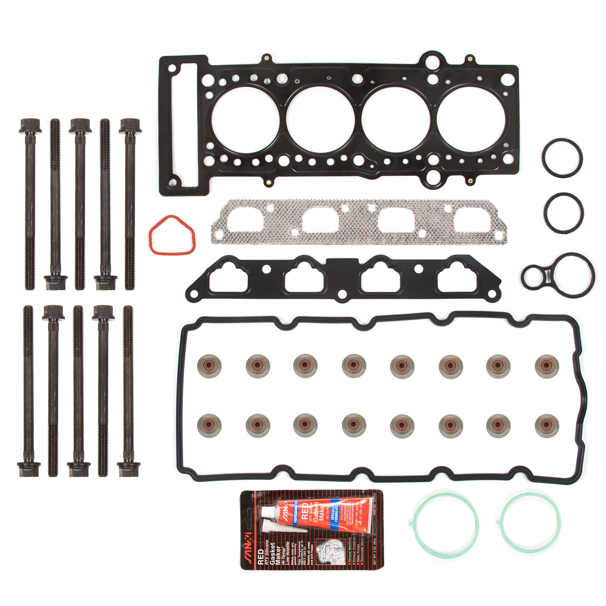 Evergreen HSHB9016 Head Gasket Set Head Bolts Fit 02-08 Mini Cooper Supercharged 1.6 W10B16A W11B16A