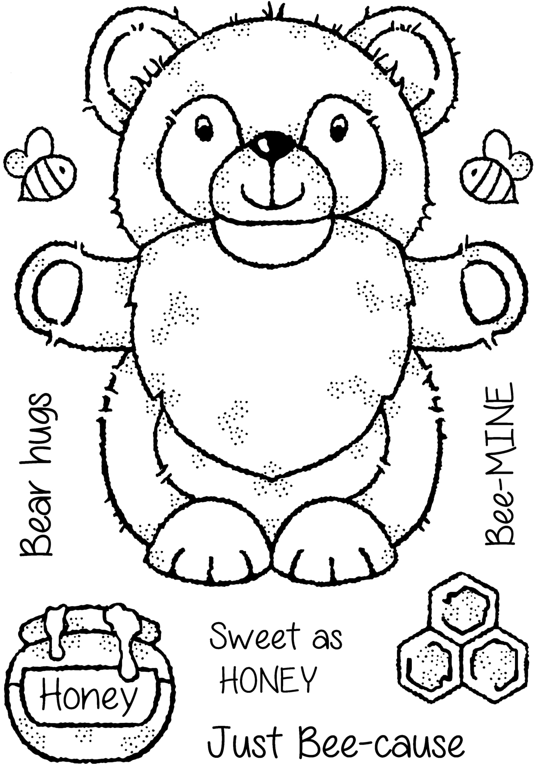 Woodware Clear Singles Honey Bear Gnome 4 in x 6 in Stamp Set, 4 x 6 in
