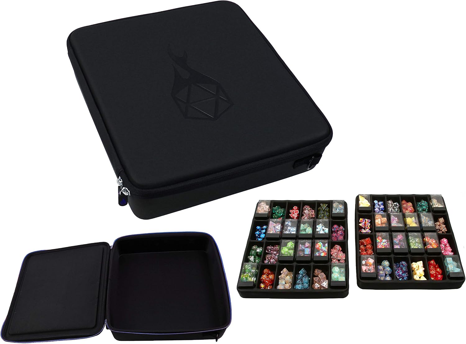 CardKingPro Deluxe Freistehender Würfelbeutel, Kapazität 100 Würfel, Blau, Wendbar