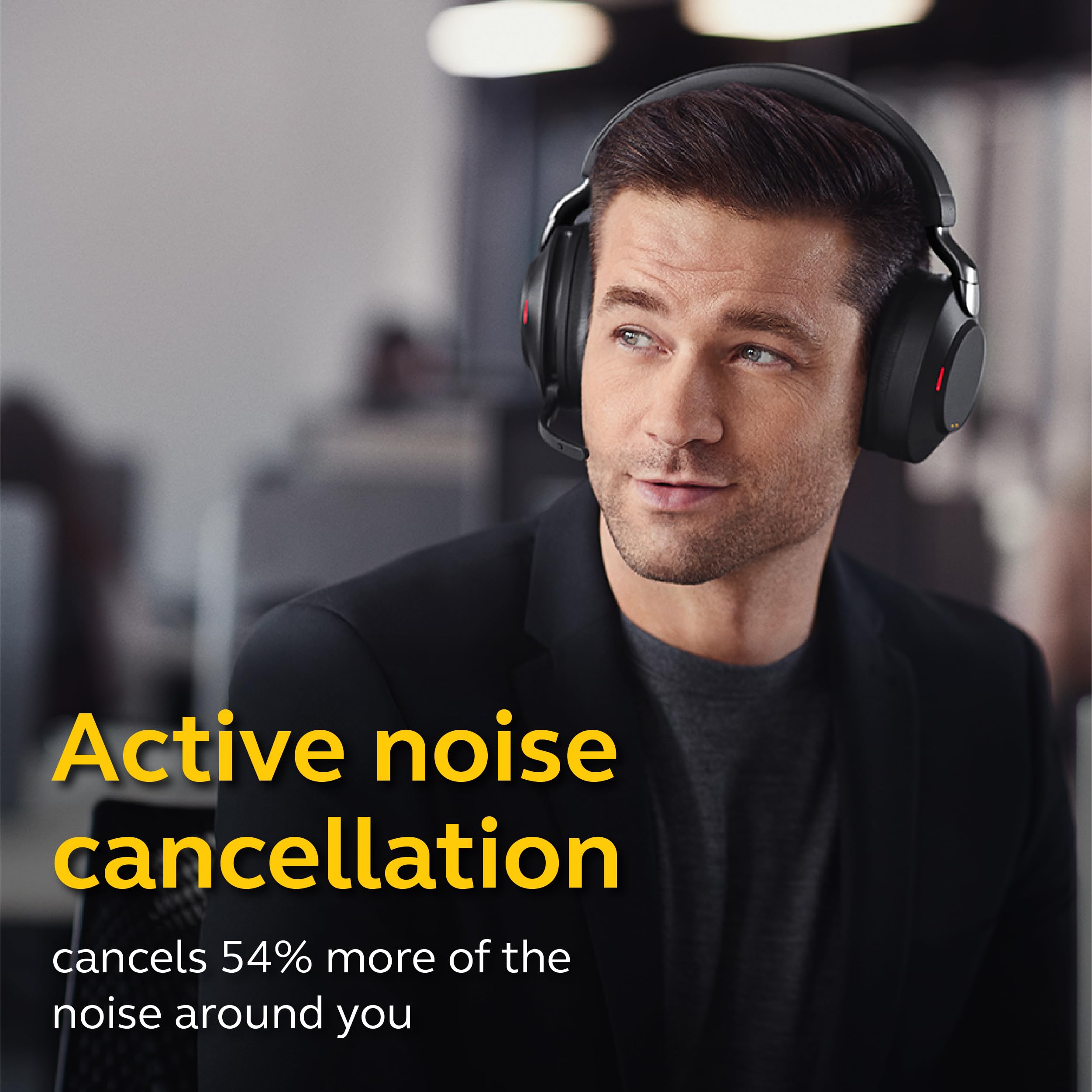 Jabra Evolve2 85 Wireless PC Headset – Noise Cancelling UC Certified Stereo Headphones with Long-Lasting Battery – USB-C Bluetooth Adapter – Black