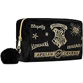 Harry Potter Gifts for Women, Velvet Makeup Bag Cosmetic Pouch Travel Organizer, Small Toiletry Bag for Fans, Hogwarts Themed Design (Black)