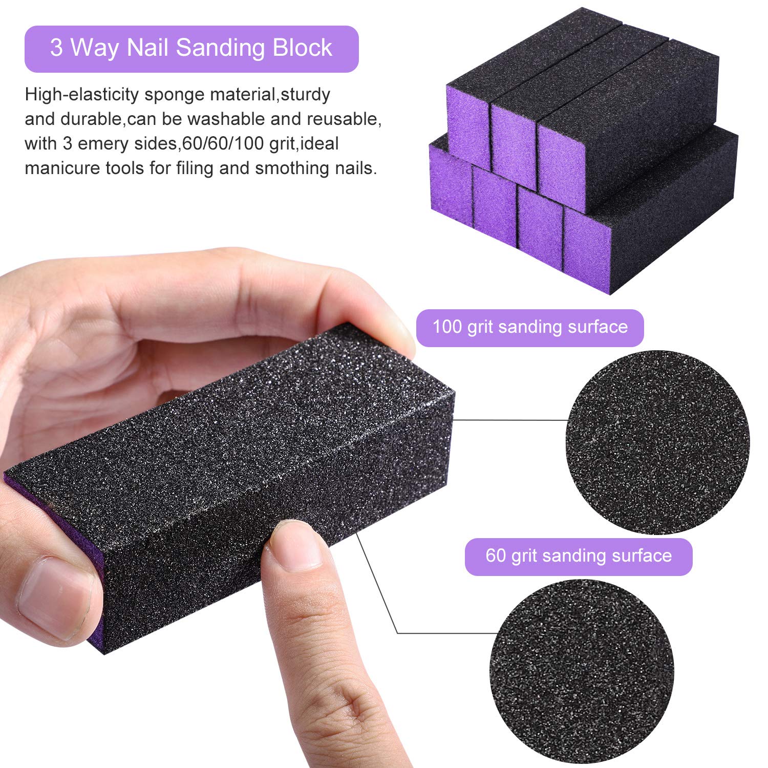 Professional Nail Files and Buffers Kit, TWING 100/180 Grit Emery Boards for Nails, 4 Sides 120 Grit Nail Buffer Blocks, 7 Way Nail File Block with Finger Nail Brush for Salon Nail Art (17 PCS) : Beauty