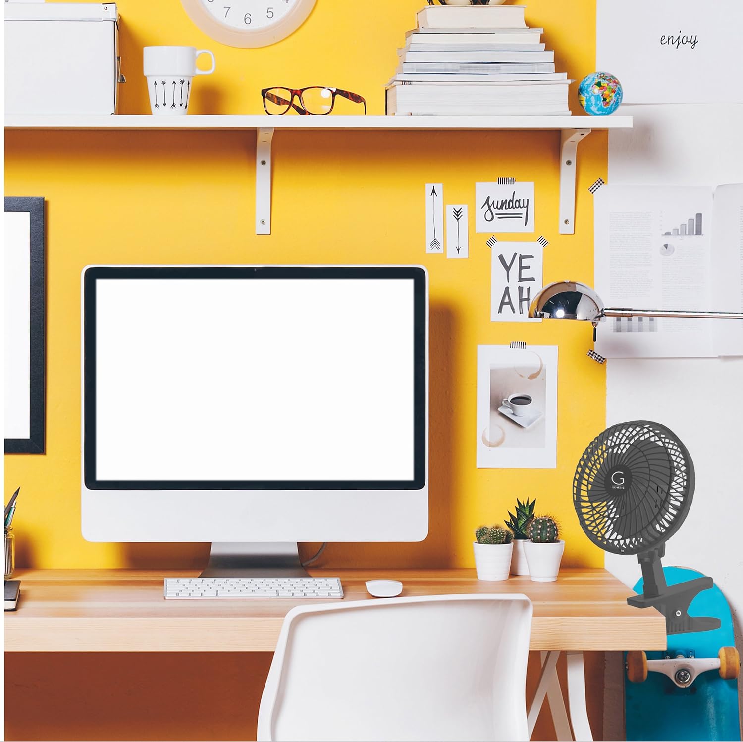 Genesis 6-Inch Clip Convertible Table-Top & Clip Fan Two Quiet Speeds - Ideal For The Home, Office, Dorm, More Black: Home & Kitchen