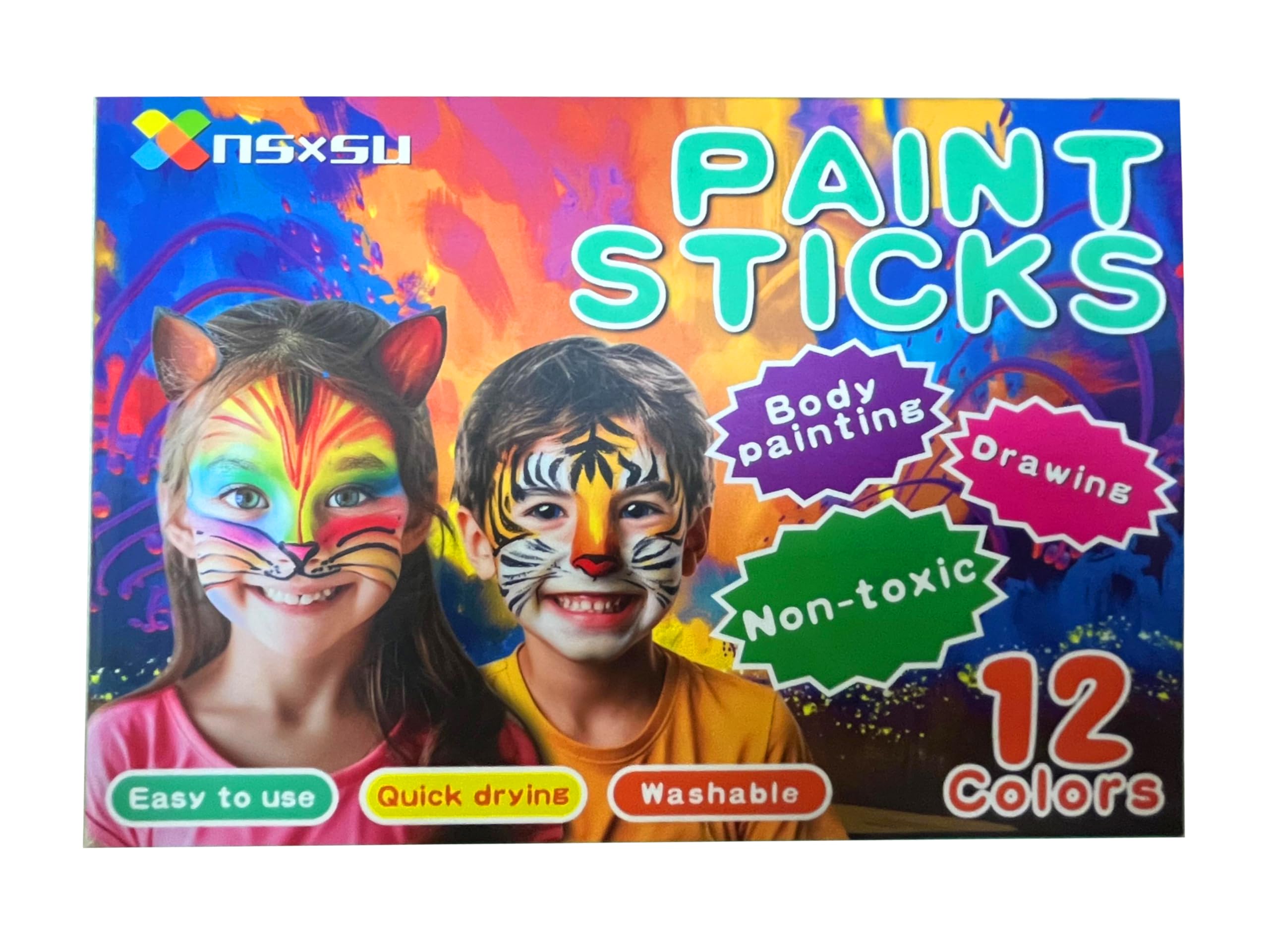 nsxsu nsxsu Halloween Face Paint Sticks Kit for Kids 12 Colors, Washable Face Painting Crayons for Children, Birthday Makeup Party Supplies, Mess-Free Girls Boys Face Painting Pens Stocking Stuffers
