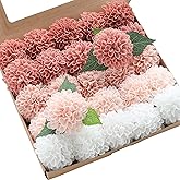 Floroom Artificial Dahlia Flowers 25pcs Real Looking Dusty Rose Shades Foam Fake Roses with Stems for DIY Wedding Bouquets Bridal Shower Centerpieces Floral Arrangements Party Tables Home Decoration