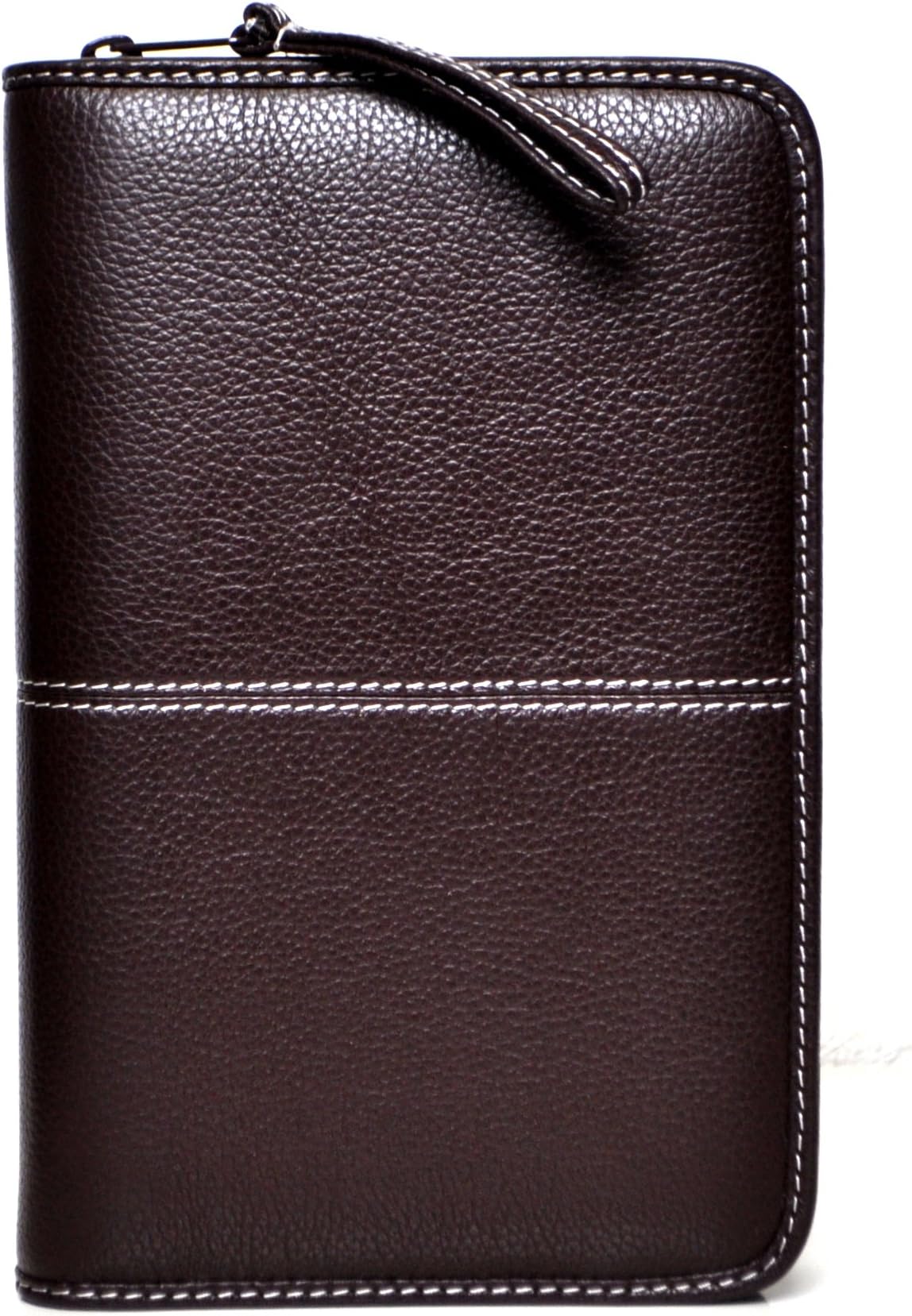 Succes Cadiz Stitch Standard Brown Leather 20 mm Zip Organiser A6 Ring Binder PT243CH01